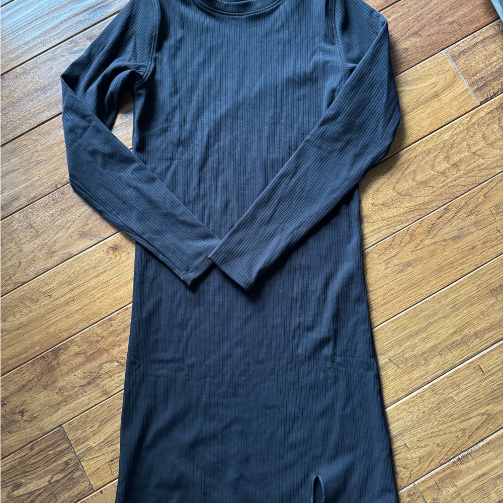 BYLT Basics Charcoal Ribbed Long Sleeve Top